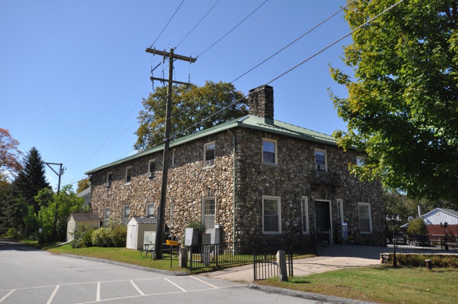 Knowlton Memorial Hall, a historic stone building in Ashford, Connecticut