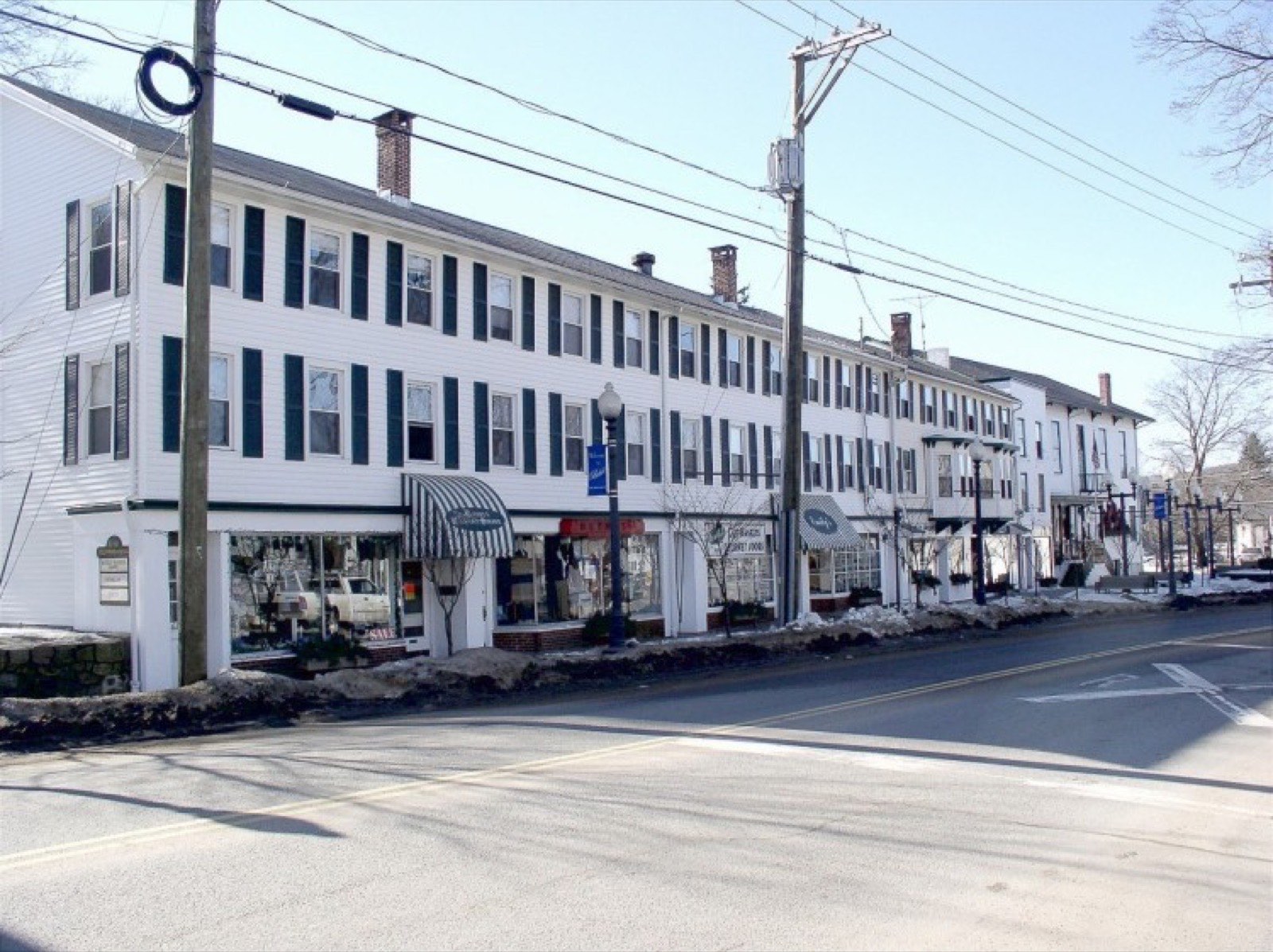 Storefronts along Greenwood Avenue in downtown Bethel