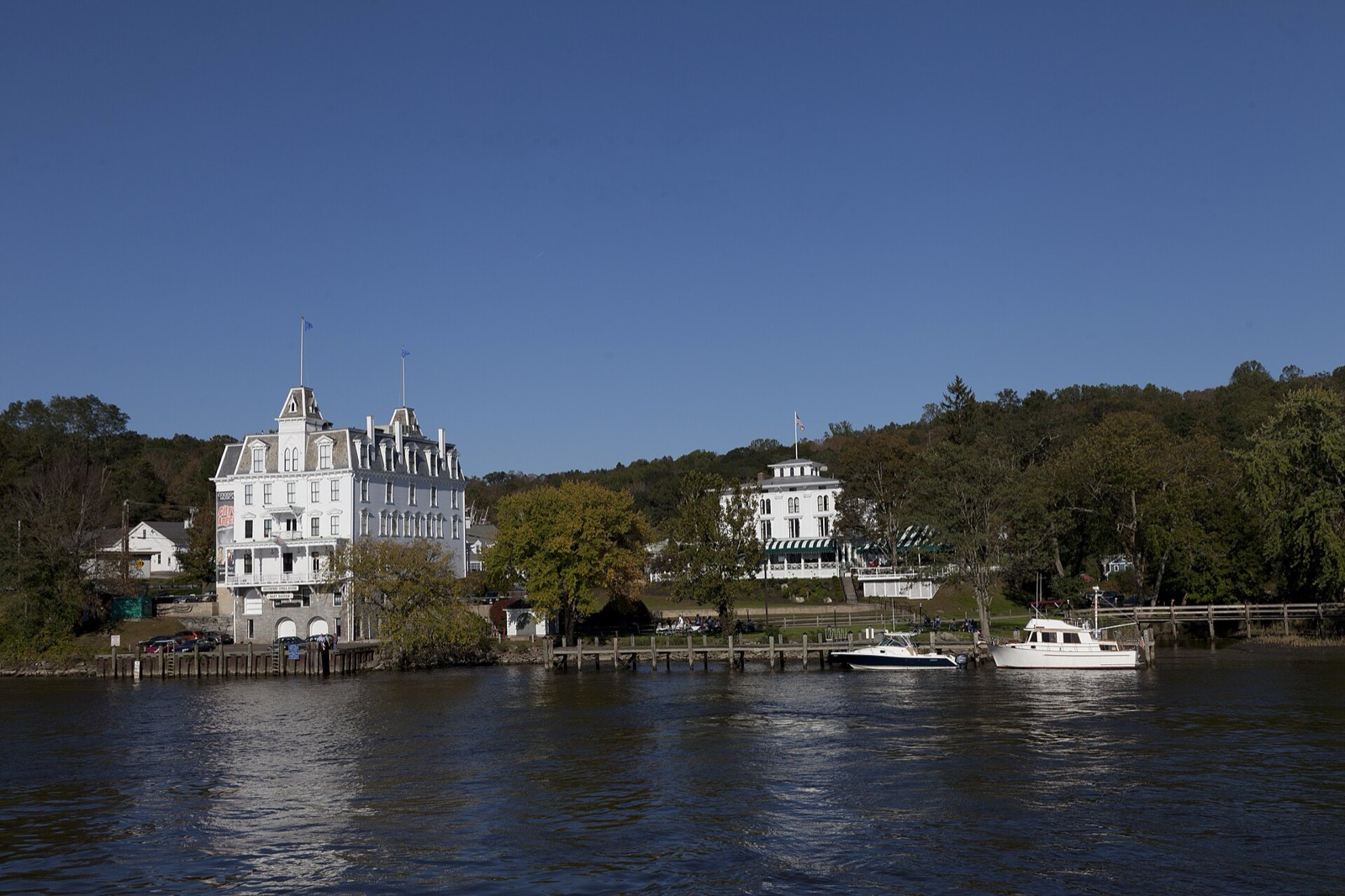 View from the Connecticut River of the Goodspeed Opera House in East Haddam