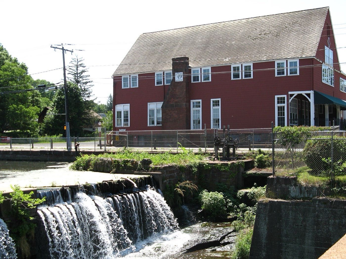The Broad Brook dam and opera house in East Windsor, Connecticut