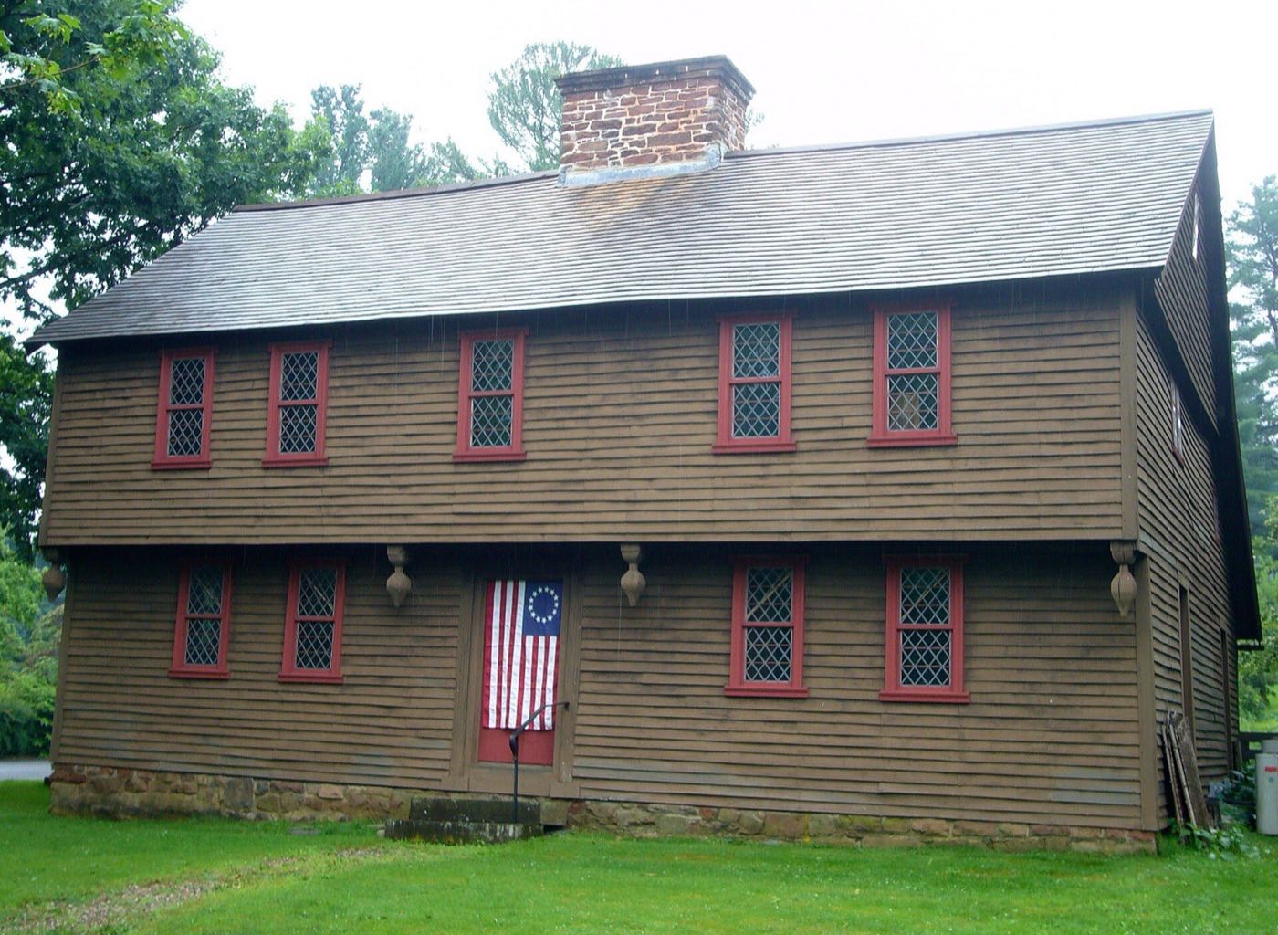 The Stanley-Whitman House, a restored 1720 colonial house on High Street in Farmington's historic district