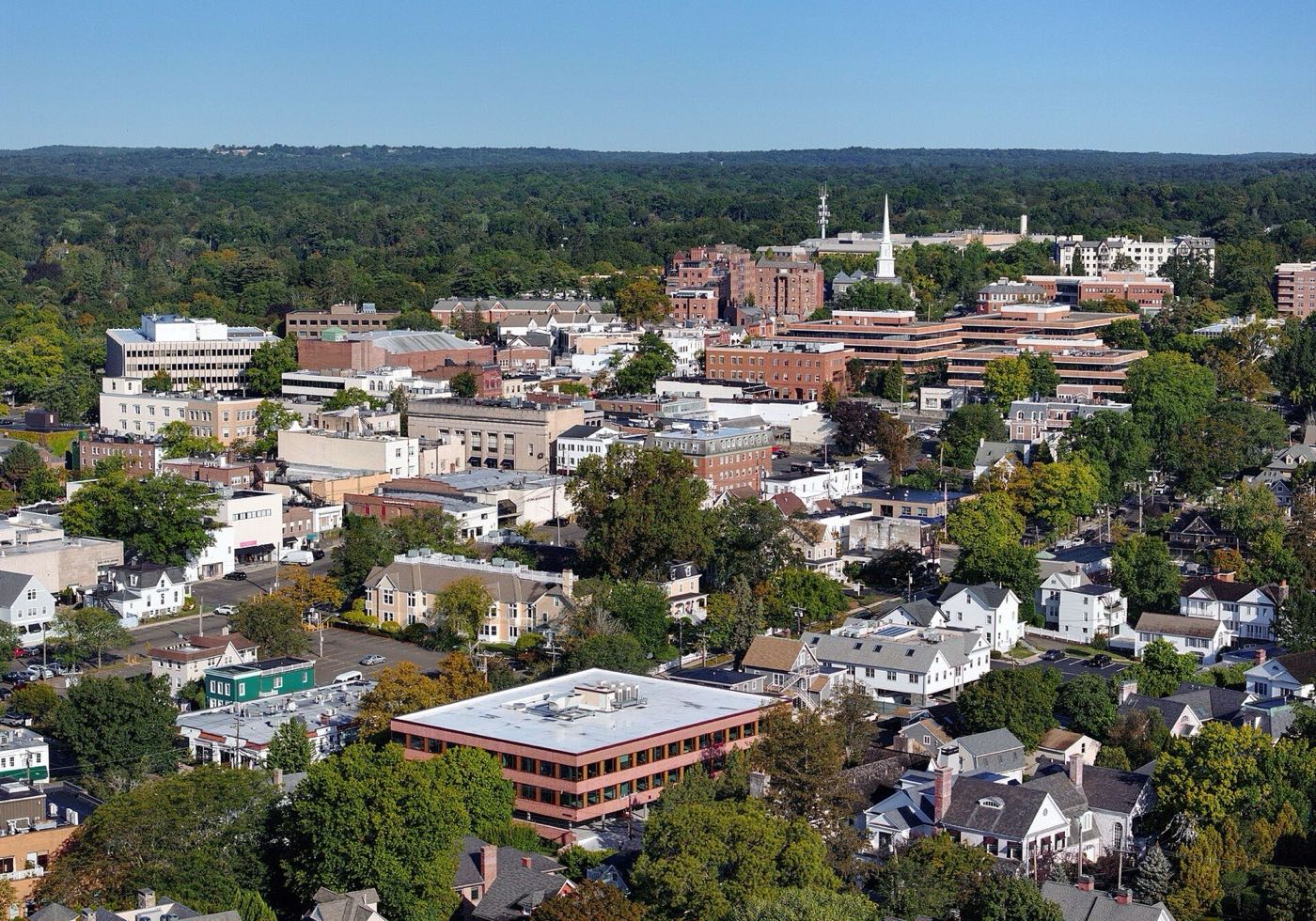 The downtown Greenwich, Connecticut skyline