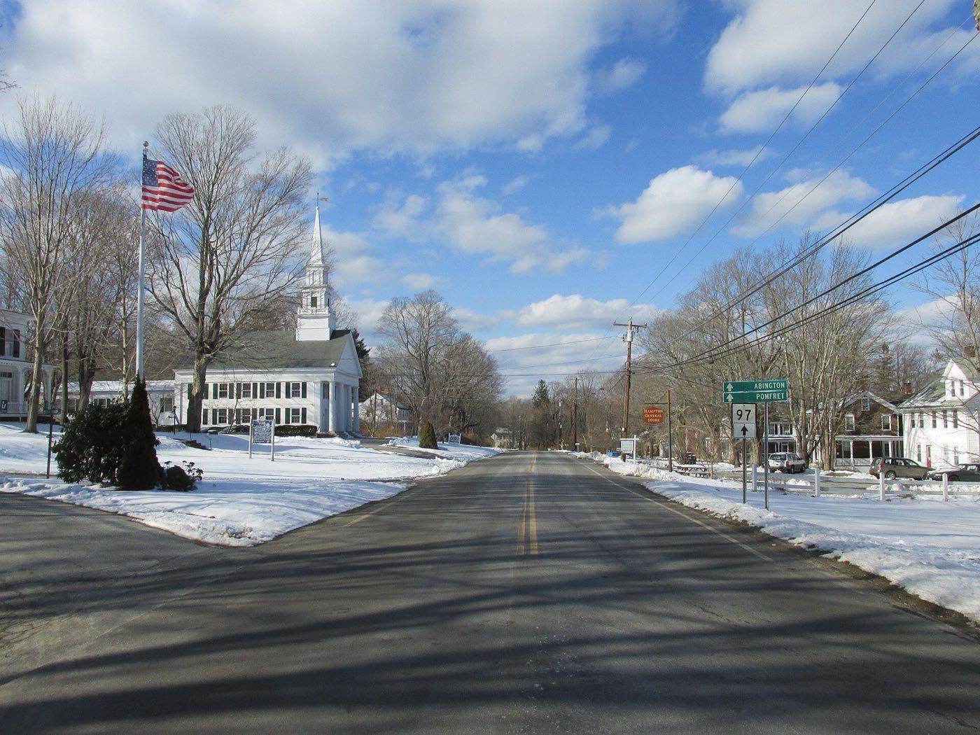 CT Route 97 passing through Hampton, Connecticut