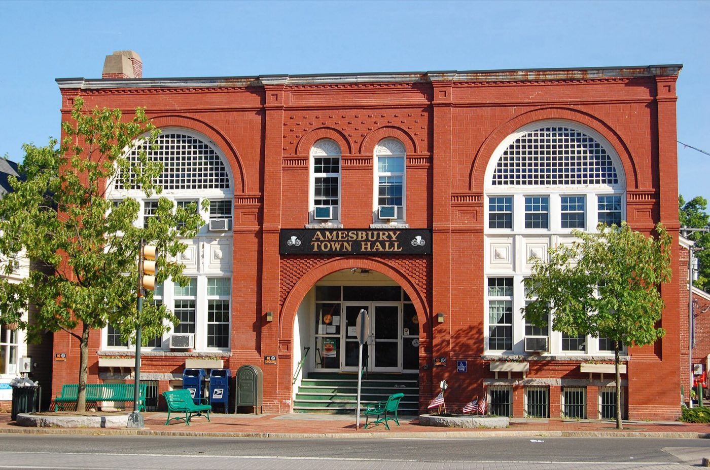 Amesbury City Hall at Market Square in Amesbury, Massachusetts.