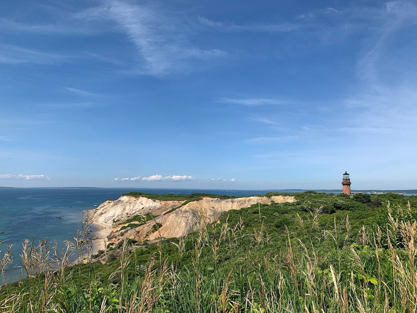 The clay cliffs of Aquinnah and the Gay Head Lighthouse on Martha's Vineyard.