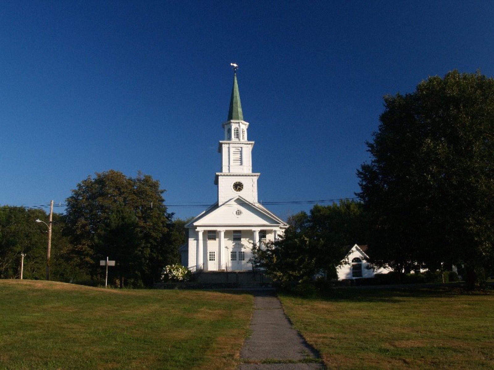 The historic church on the town common in Boylston, Massachusetts.