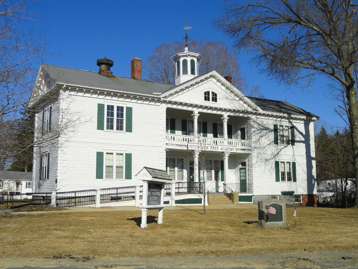 Hitchcock Free Academy building in Brimfield, Massachusetts.