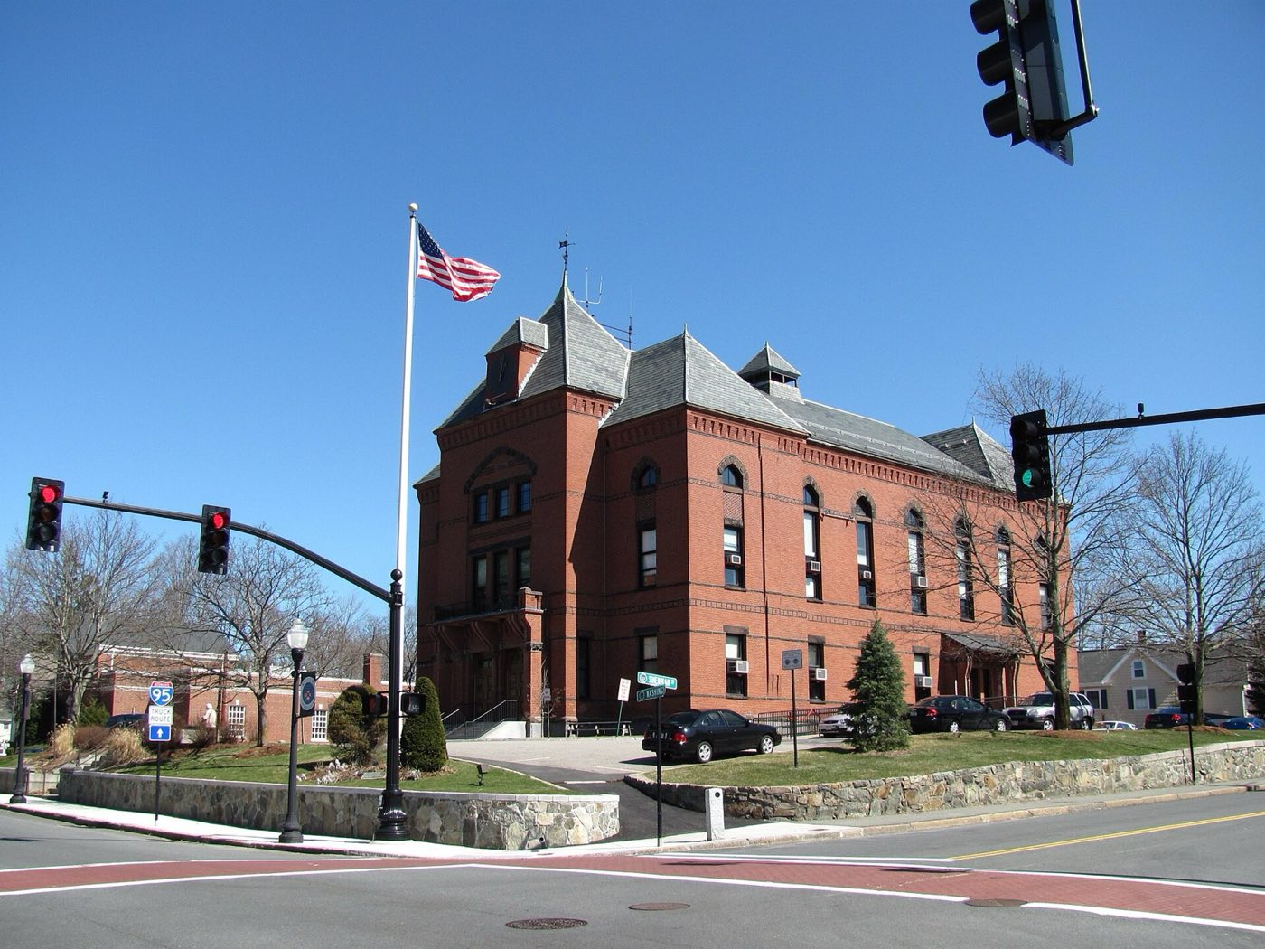 Canton Town Hall on Washington Street in Canton, Massachusetts.