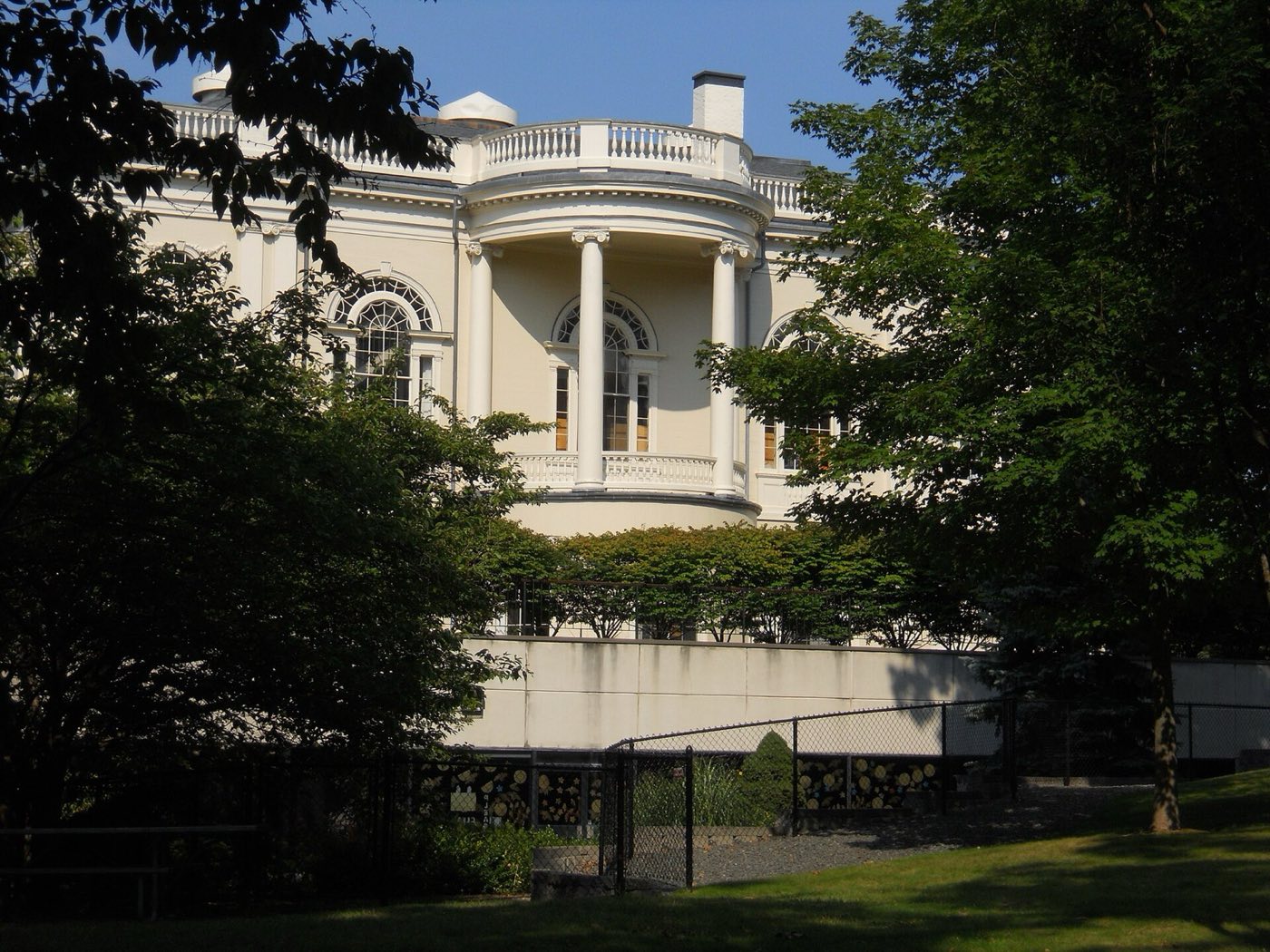Rear view of the Peabody Institute Library in Danvers, Massachusetts.