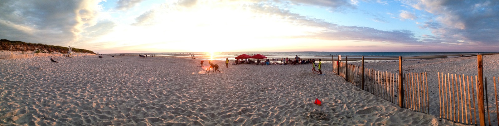 Panorama of Mayflower Beach on Cape Cod Bay in Dennis.