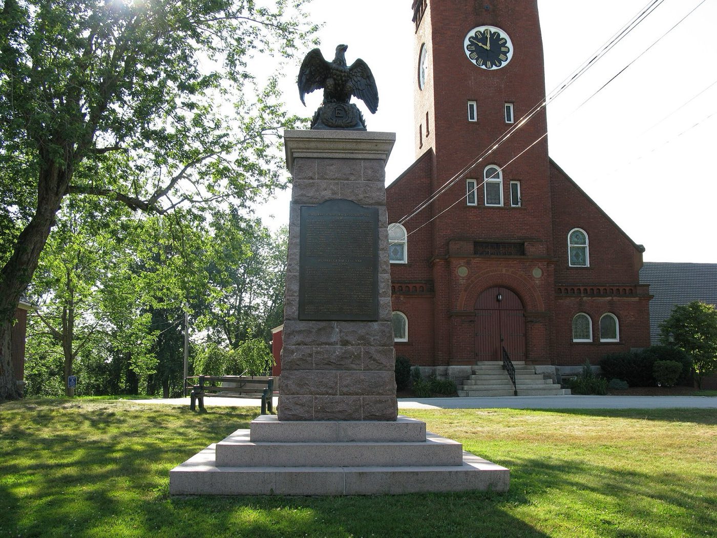 War monument by John Wilson near the Black Tavern Historical Society in Dudley, Massachusetts.