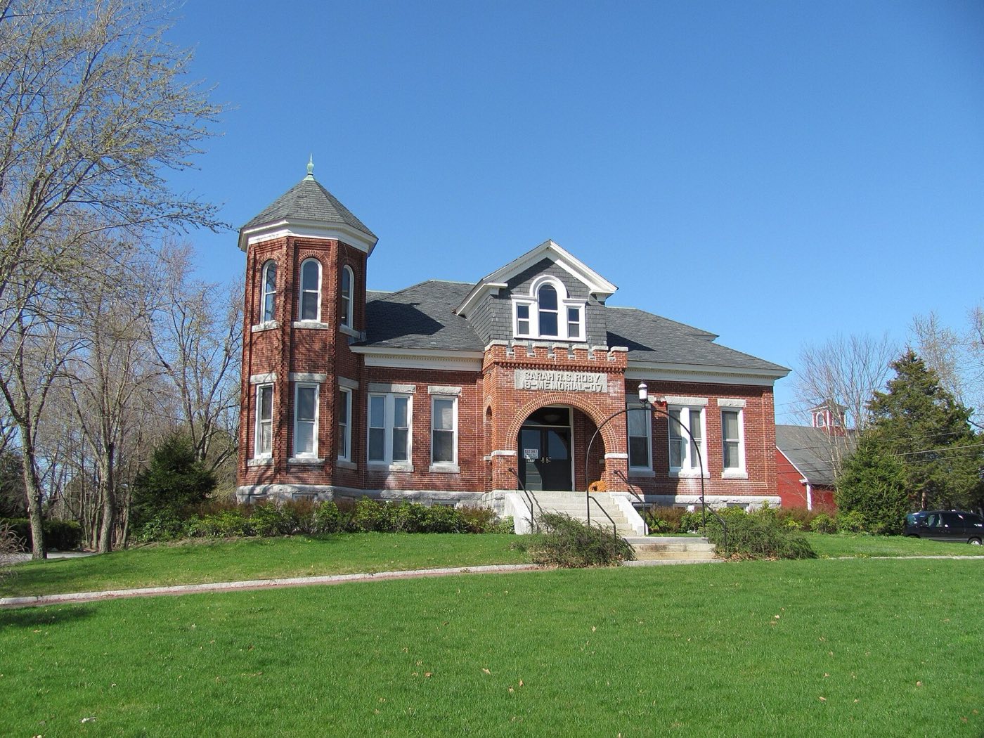 Sarah R. S. Roby Town Hall on Main Street in Dunstable, Massachusetts.
