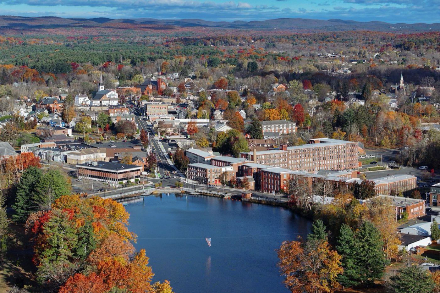 Aerial view of Easthampton, Massachusetts.
