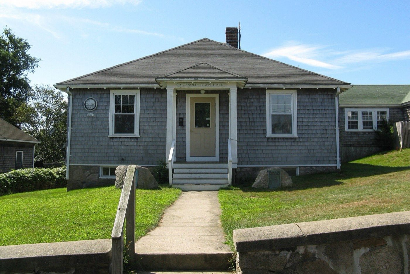 Gosnold Town Hall in the village of Cuttyhunk, Massachusetts.