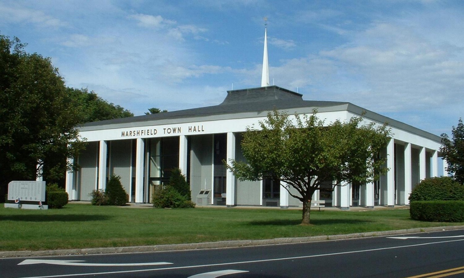 Marshfield Town Hall in Marshfield, Massachusetts.