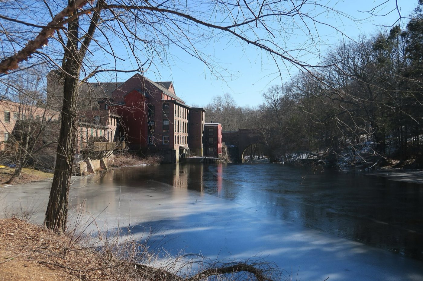 Sanford Mills, a former textile mill on the Charles River in Medway, Massachusetts.