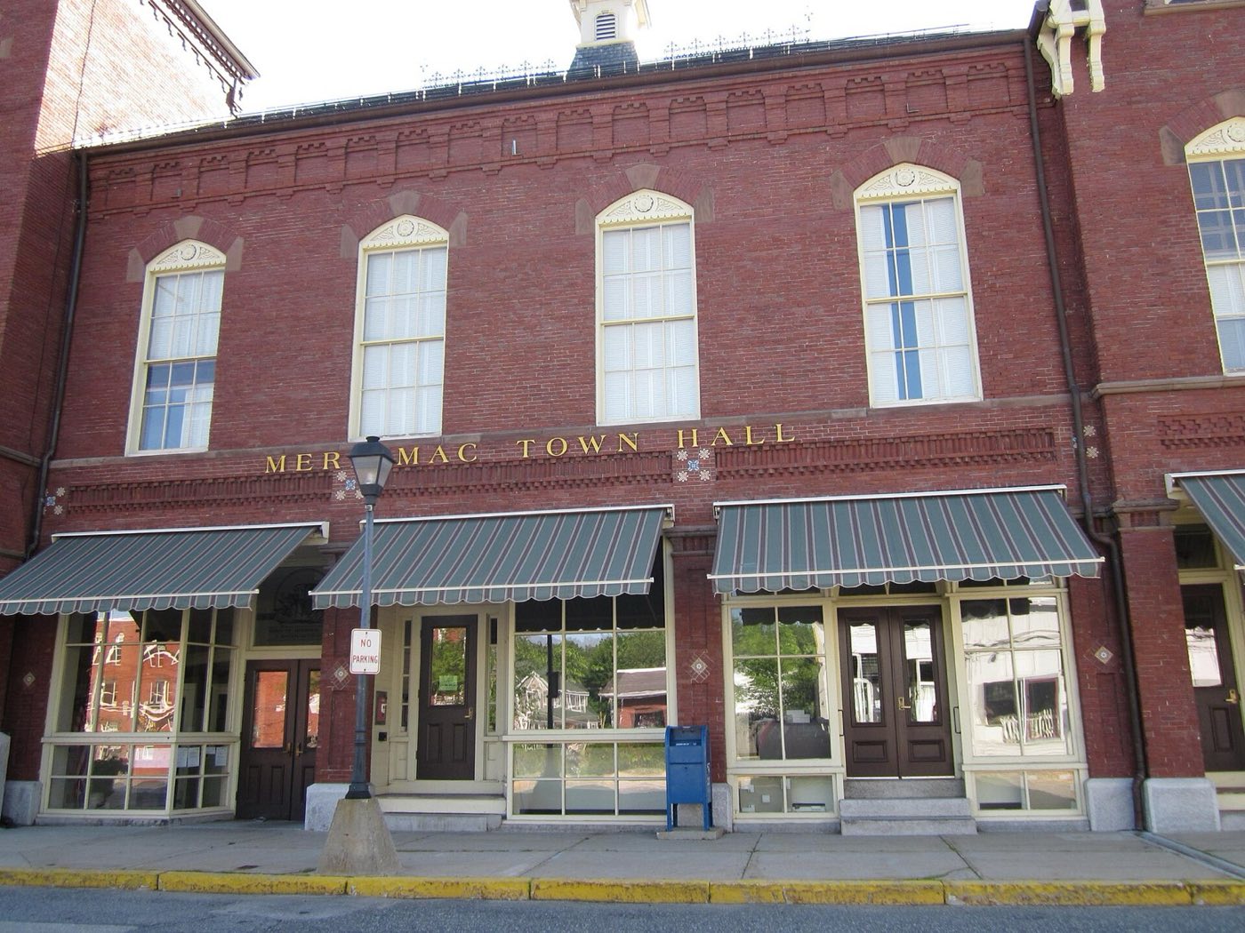 Merrimac Town Hall, a brick Victorian-era municipal building
