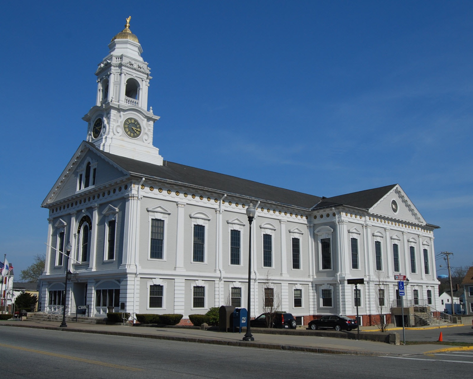 Milford Town Hall in Milford, Massachusetts.