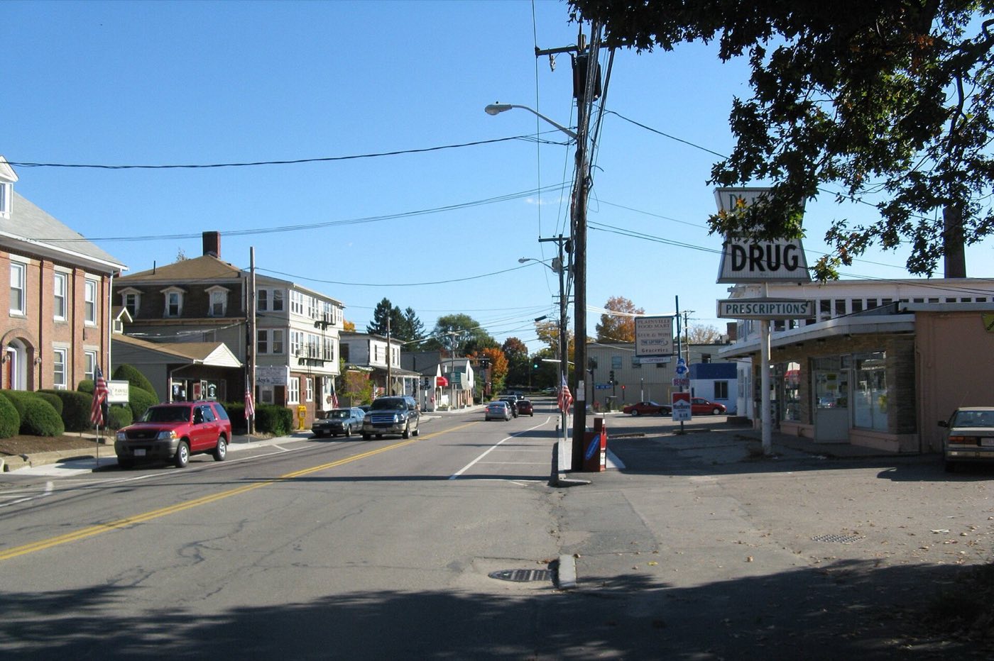 Looking south on Route 1A in Plainville, Massachusetts.