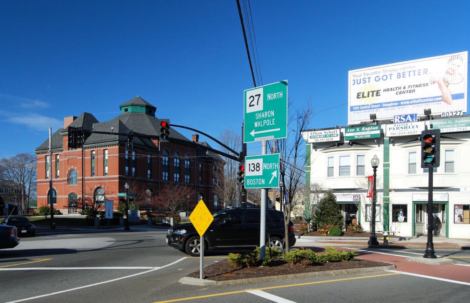 Downtown Stoughton, Massachusetts, near the town center.