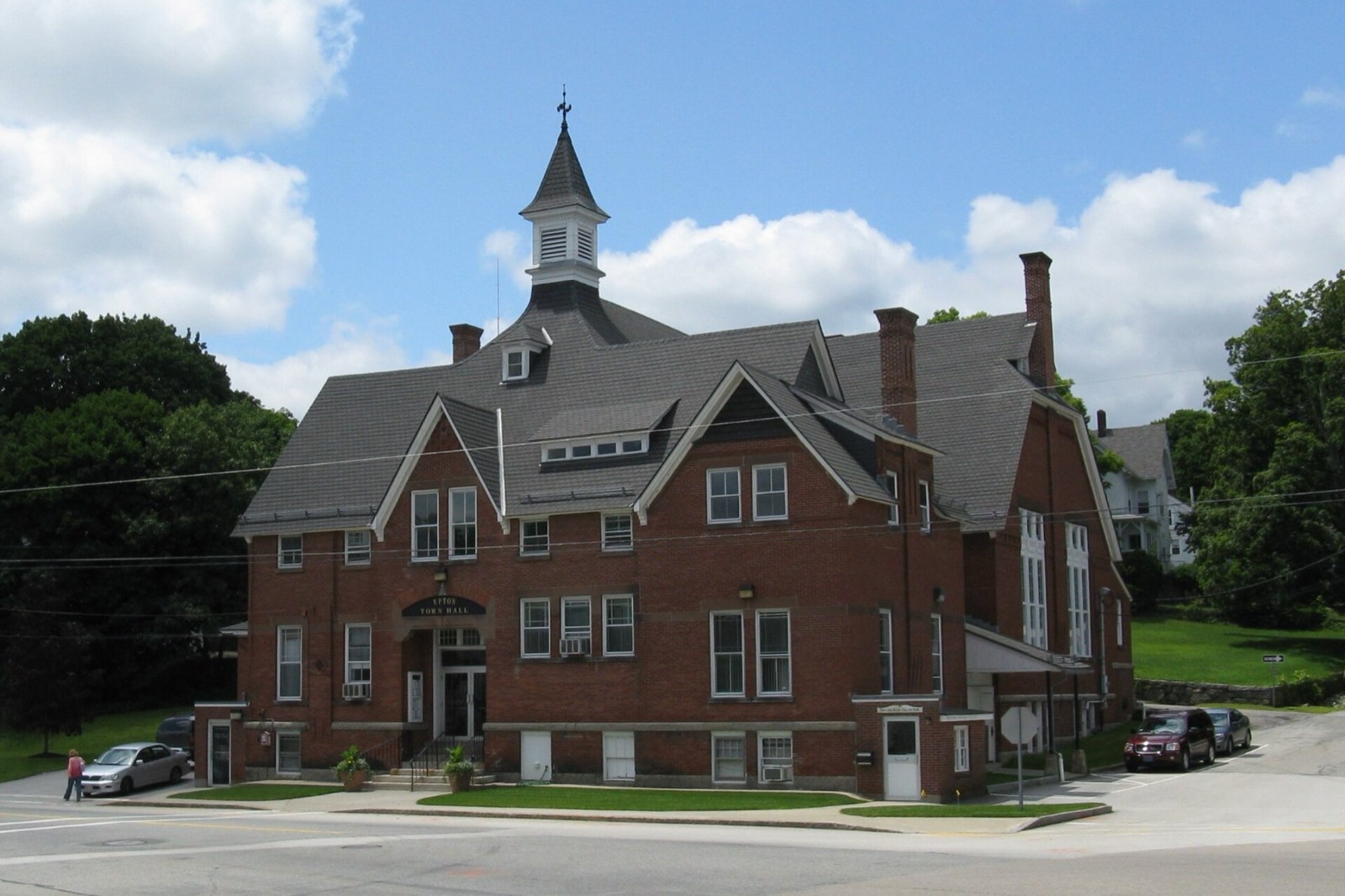 Upton Town Hall, built in 1884, in Upton, Massachusetts.