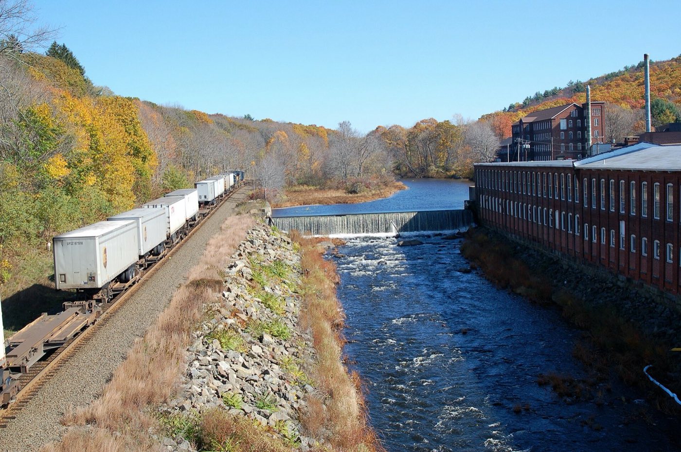 Historical view of West Warren along the Quaboag River in Warren, Massachusetts.