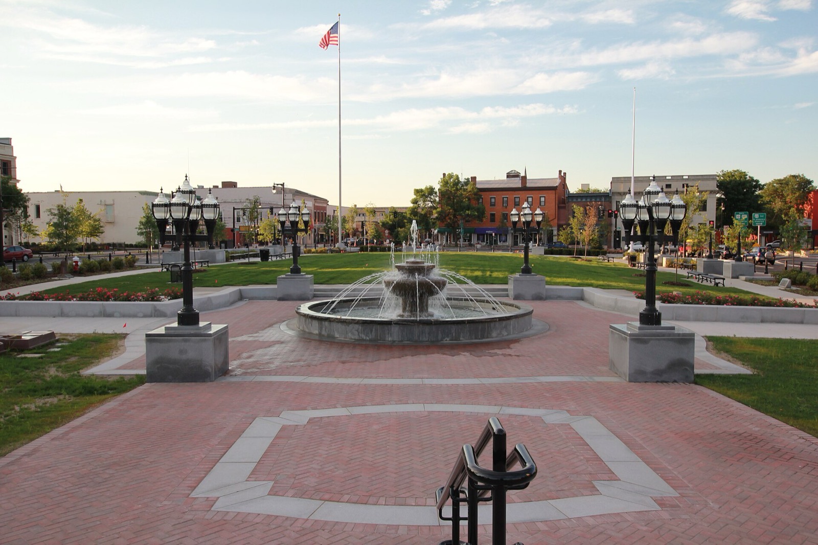Park Square (the Green) in downtown Westfield, Massachusetts.
