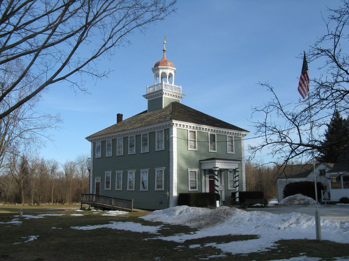 Old Westford Academy, a historic school building in Westford center.