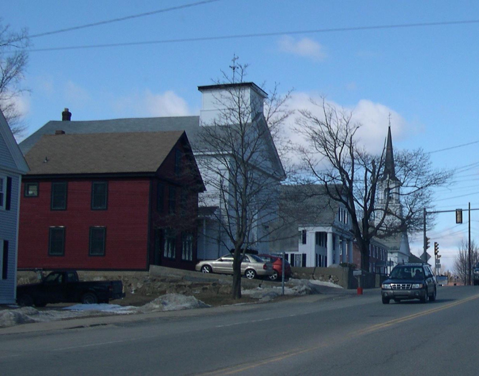 A street scene in Westminster, Massachusetts.