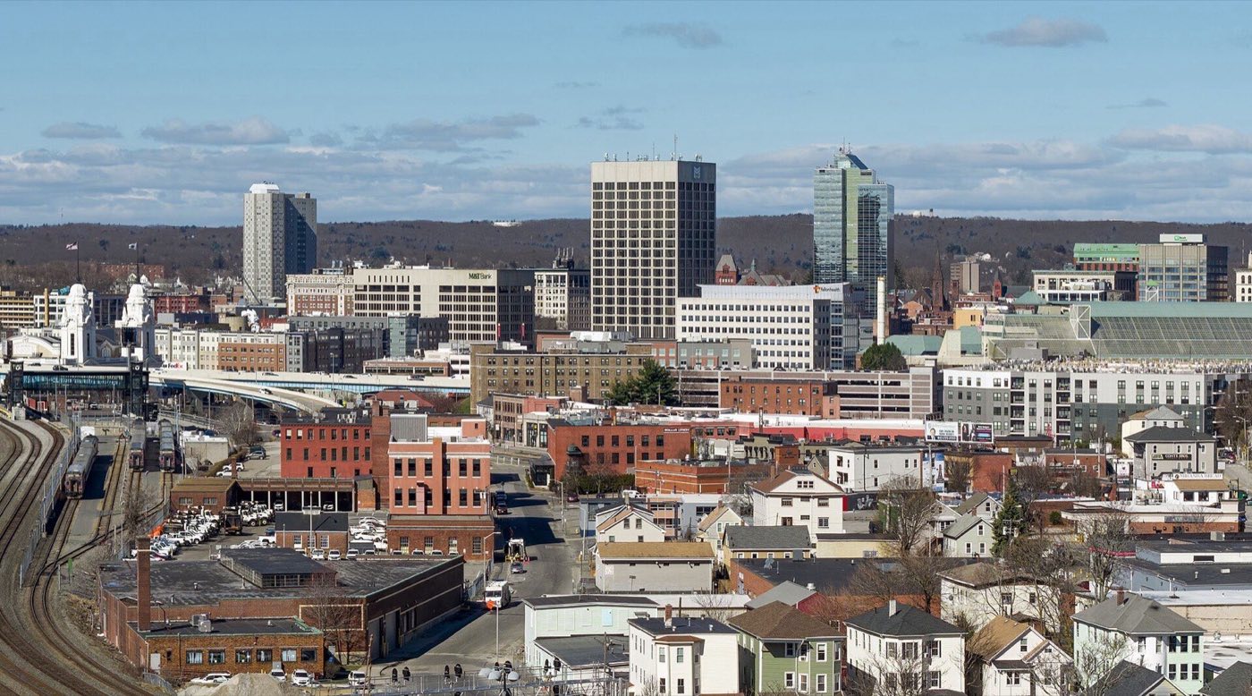 The Worcester skyline seen across the city.