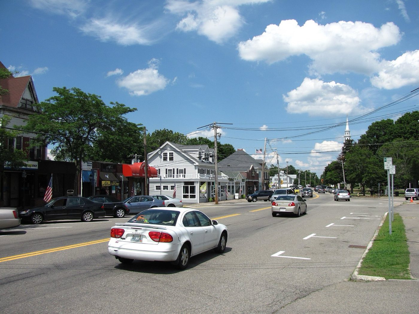 South Street in downtown Wrentham, Massachusetts.