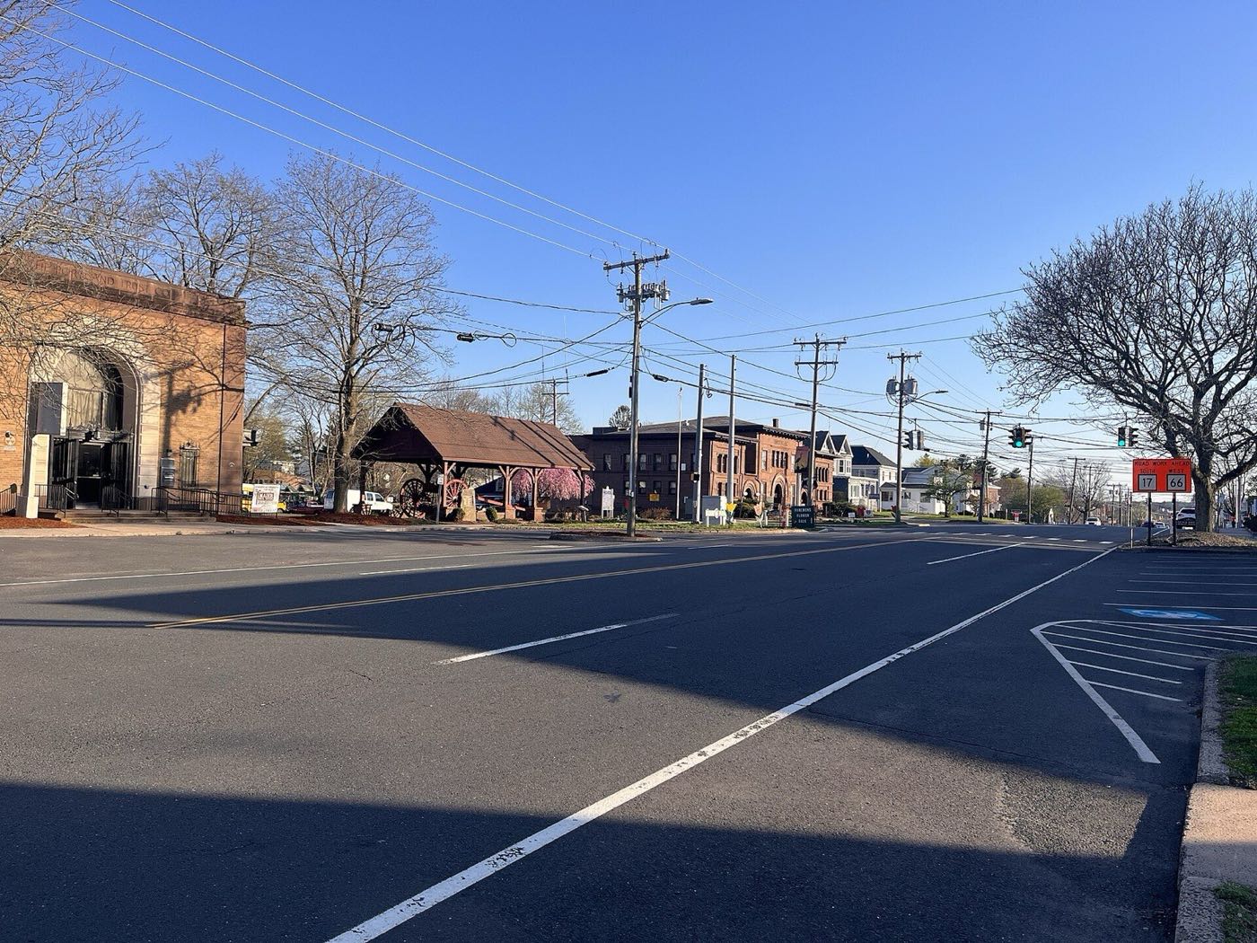Main Street facing town hall in Portland, Connecticut