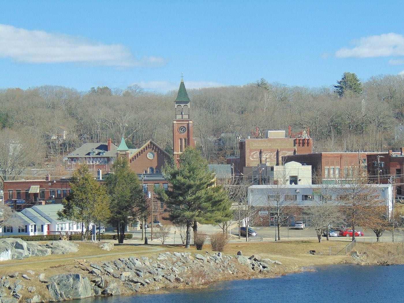 Downtown Putnam, Connecticut, along the Quinebaug River.