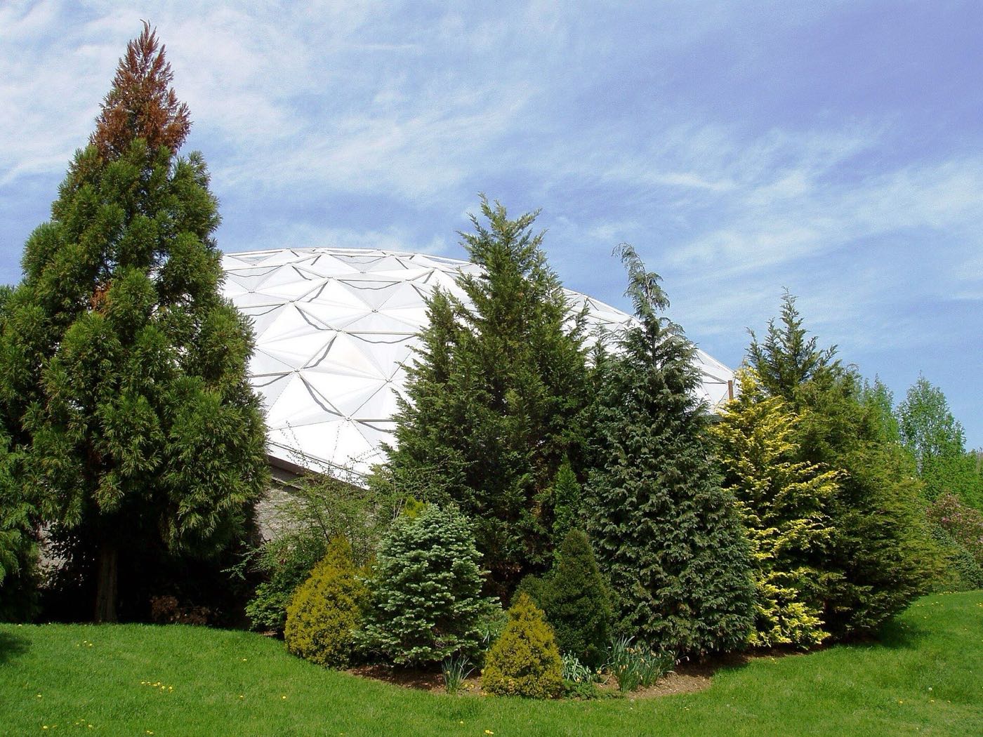 The geodesic dome exhibit building at Dinosaur State Park in Rocky Hill, Connecticut